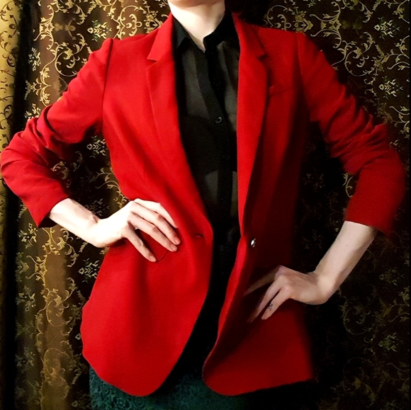 bright red suit jacket